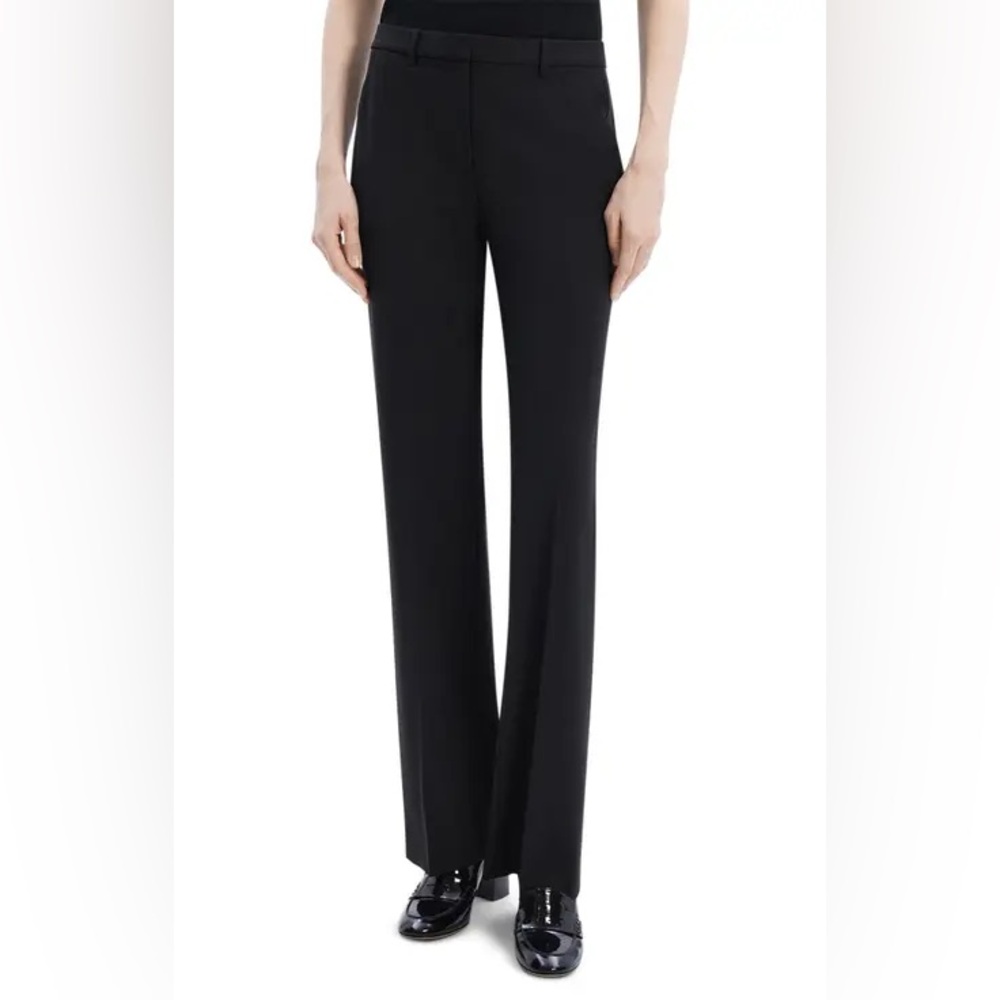 THEORY Women’s Mid-Rise Slim Fit Straight Leg Cotton Trouser Pant Black Size 4